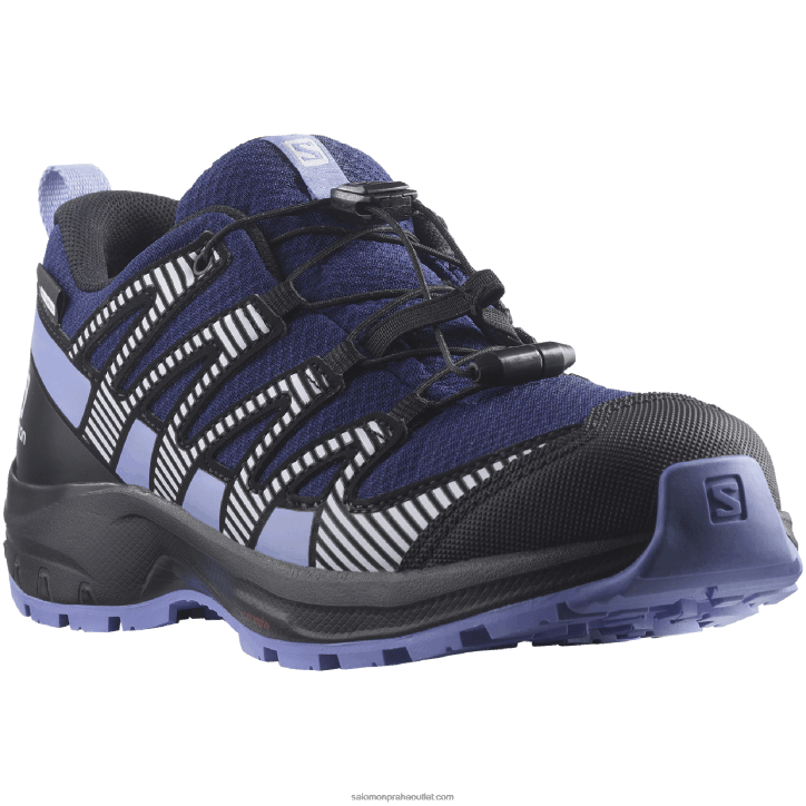 Salomon astrální aura/černý/fialový vřes juniorské - dětské boty - xa pro v8 clima voděodolné 28B61359