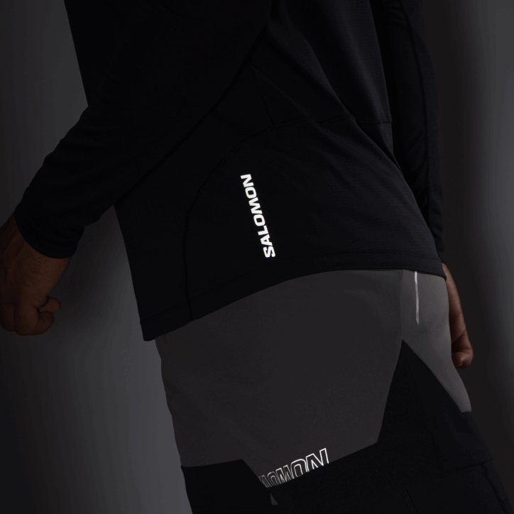 Salomon Tmavě černá pánské tričko s dlouhým rukávem - cross run 28B6539