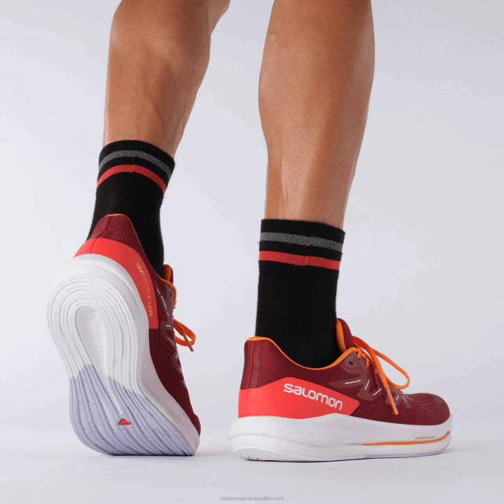 Salomon cyklistická červená/zářivá oranžová/fialová vřes pánské běžecké boty - spectur 28B61077