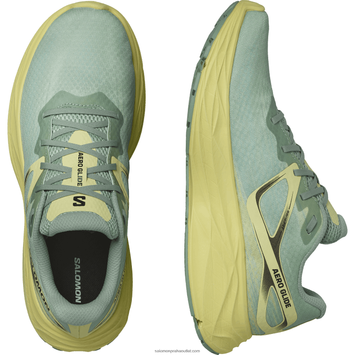 Salomon žula zelená/žlutá duhovka/bílá pánská běžecká obuv - aero klouzačka 28B61062