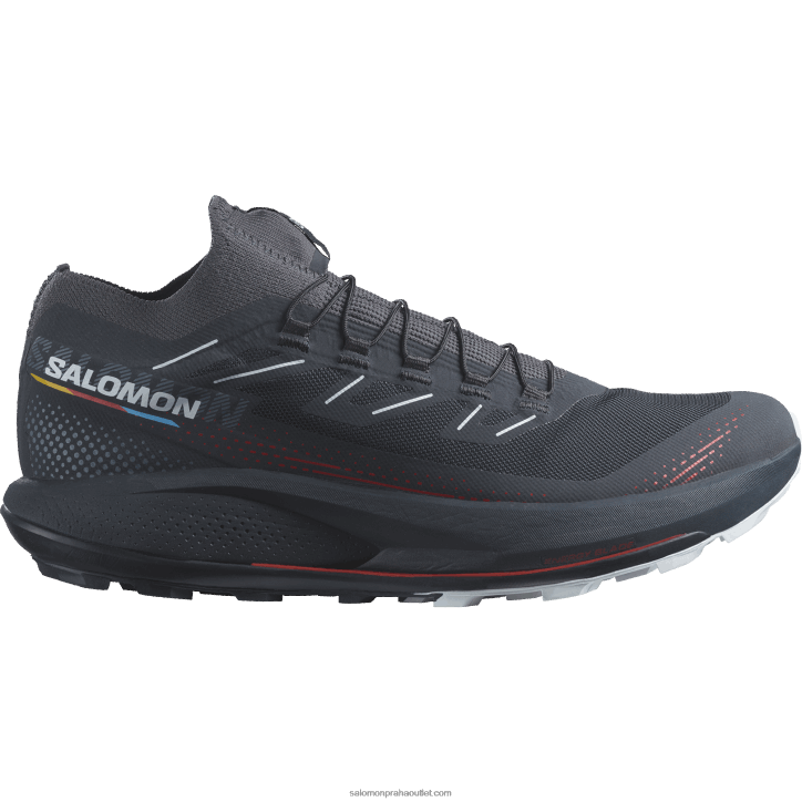 Salomon uhlík/ohnivá červená/arktický led pánské trailové běžecké boty - pulsar trail pro 2 28B61436