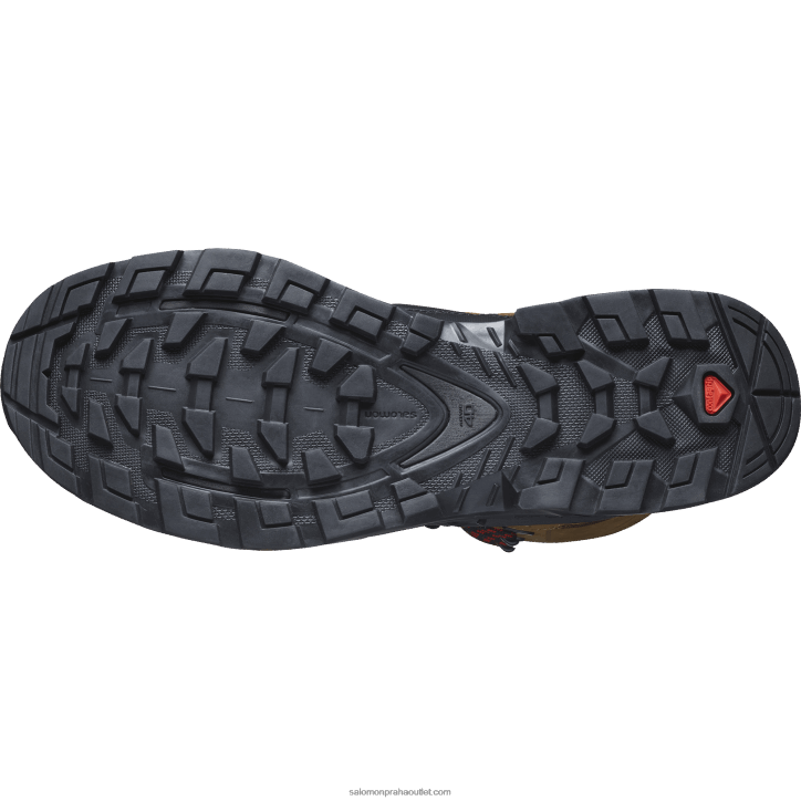 Salomon gumová/černá/ohnivá červená pánské kožené turistické boty - quest 4 goretex 28B64