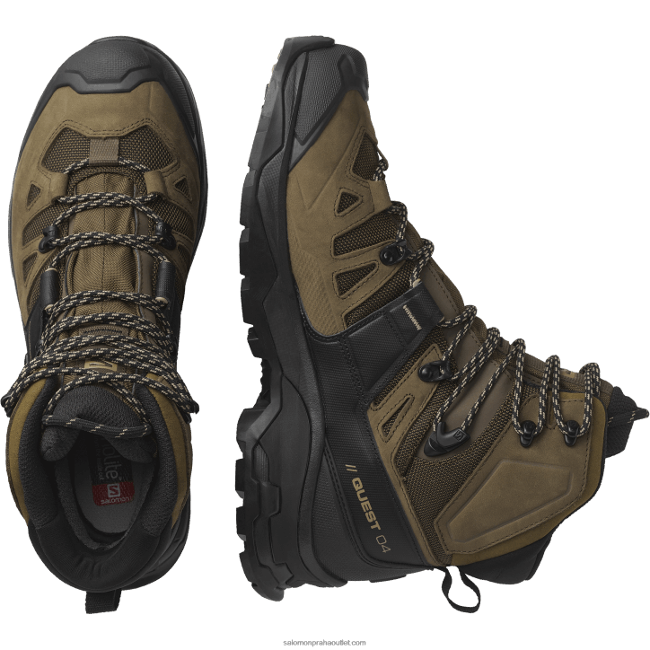 Salomon pouštní palma/černá/řasa pánské kožené turistické boty - quest 4 goretex 28B66