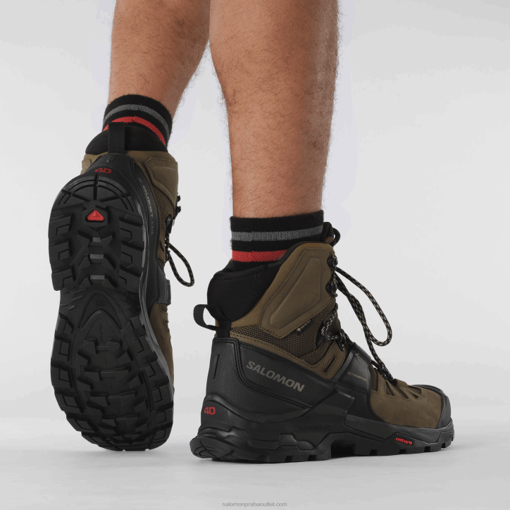 Salomon pouštní palma/černá/řasa pánské kožené turistické boty - quest 4 goretex 28B66