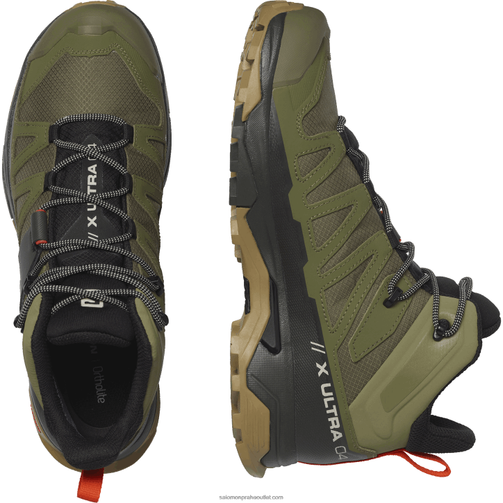 Salomon sytě lišejník zelený/rašelina/kelp pánské turistické boty - x ultra 4 mid wide gore-tex 28B643