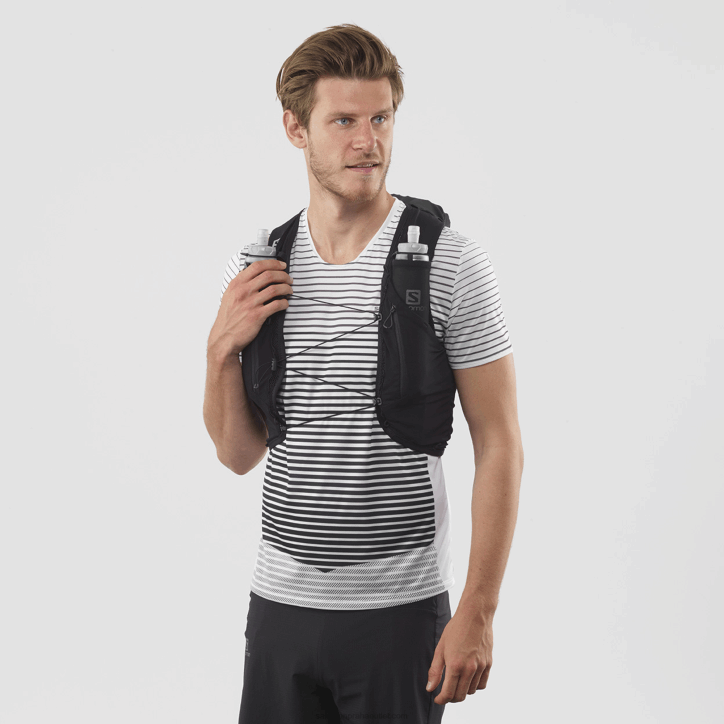 Salomon Černá pánská běžecká vesta s baňkami v ceně - adv skin 12 28B6354