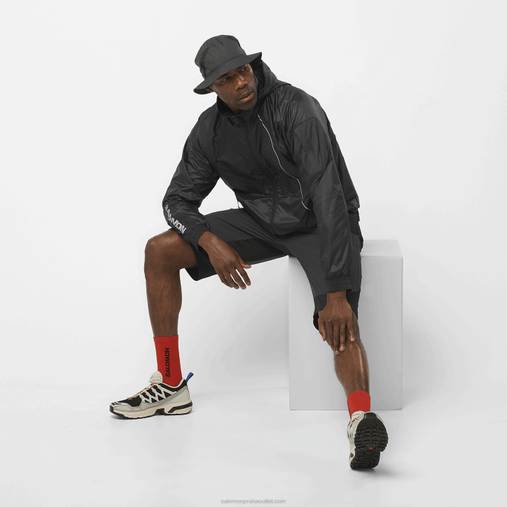 Salomon Tmavě černá pánská větrná bunda s kapucí - equipe 28B61086