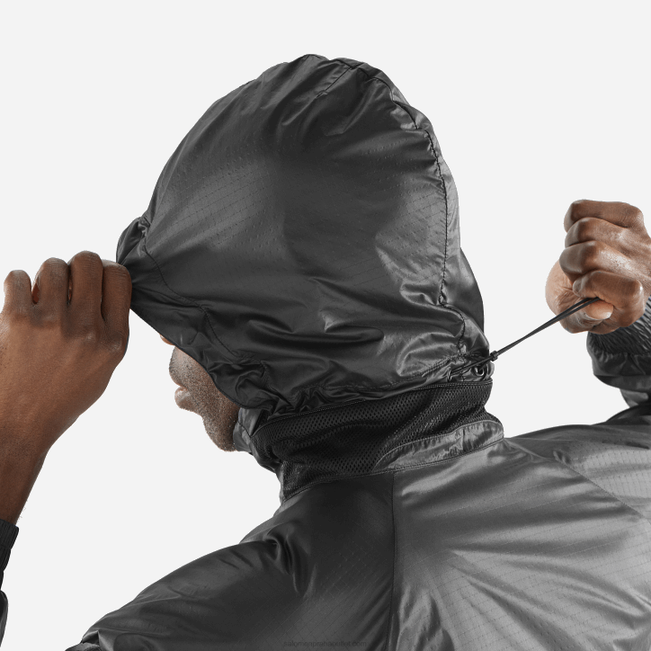 Salomon Tmavě černá pánská větrná bunda s kapucí - equipe 28B61086