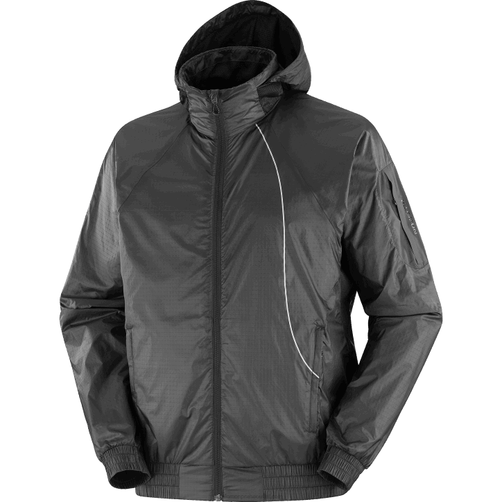 Salomon Tmavě černá pánská větrná bunda s kapucí - equipe 28B61086