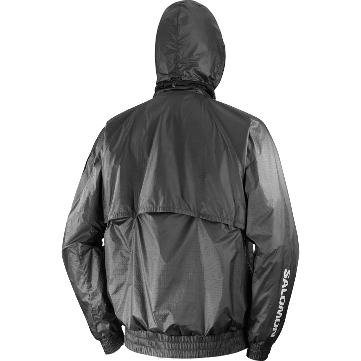 Salomon Tmavě černá pánská větrná bunda s kapucí - equipe 28B61086