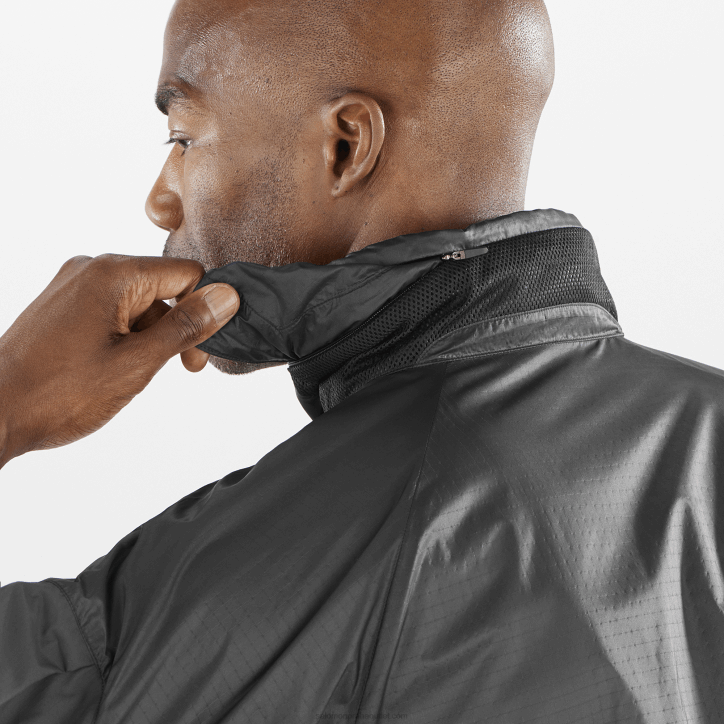 Salomon Tmavě černá pánská větrná bunda s kapucí - equipe 28B61086