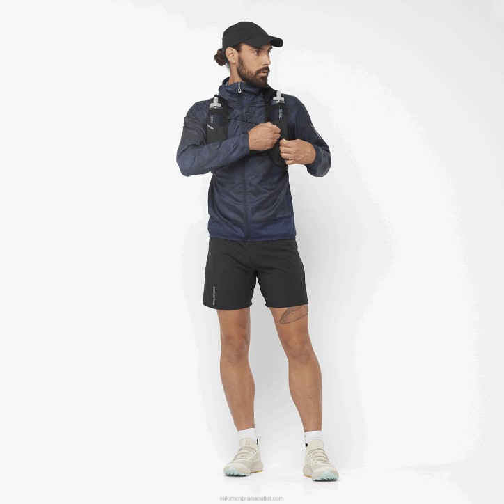 Salomon námořnická duhovka/ao/sytě černá pánská větrová bunda s kapucí - bonatti cross wind 28B61093