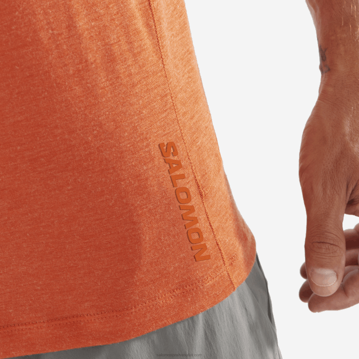 Salomon pálený okr/vřes pánské tričko s krátkým rukávem - runlife 28B61199