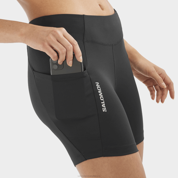 Salomon Tmavě černá dámské krátké punčochové kalhoty - cross run 5 28B61154