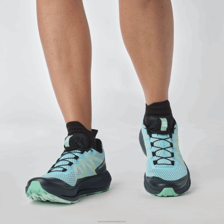 Salomon modré záření/uhlík/yucca dámské trailové běžecké boty - pulsar trail 28B61513