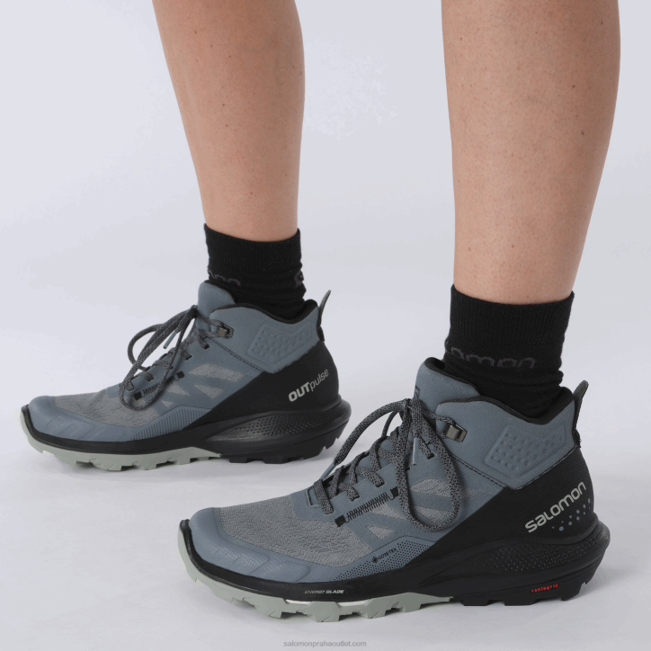 Salomon bouřlivé počasí/černo/kované železo dámská turistická obuv - outpulse mid gore-tex 28B61116
