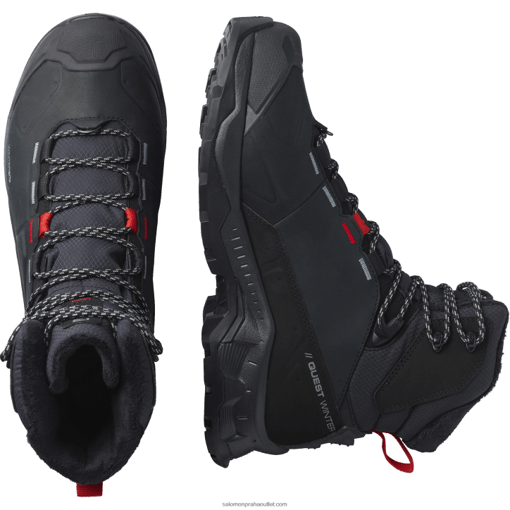 Salomon černá/goji bobule/památník dámské zimní boty - quest zimní thinsulate clima voděodolné 28B6785