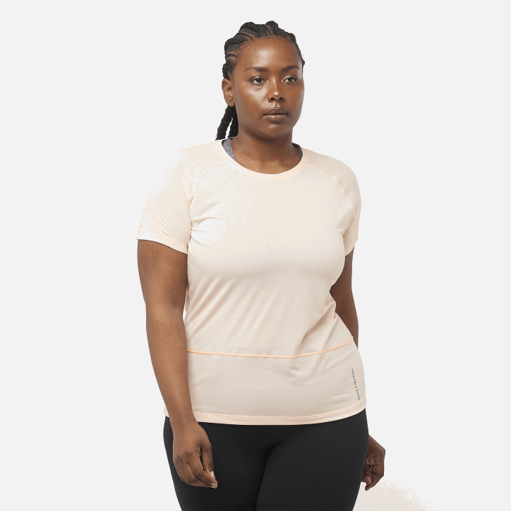 Salomon krémové opálení/vřes dámské tričko s krátkým rukávem - cross run 28B6878